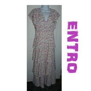 Entro Ruffle Tiered Maxi Dress floral size large🆕 FAST🏃‍♀️⚡🚚💥